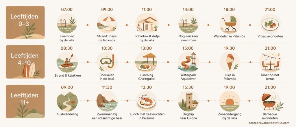 Dag aan de Costa Brava per leeftijdsgroep